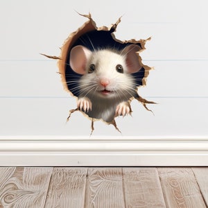 Mouse Sticker For Wall, Mouse Wall Decal, Mouse Vinyl Sticker, Nursery Wall Decor, Tiny Mouse Stickers, Cute Room Decor, Baseboard Sticker