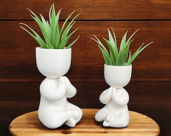 Yoga Yan Air Plant Holder | 3D Printed Airplant Pot | Zen Yoga Pose Planter for Succulents | Unique Indoor Plant Display | Meditation Decor