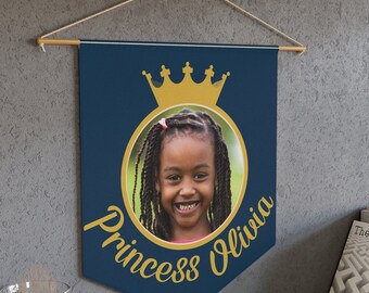 Custom Royal Wall Pennant - 'King [Name]' or 'Queen [Name]' - Turn Your Portrait into a Royal Banner - Customizable for Your Home's Monarchy