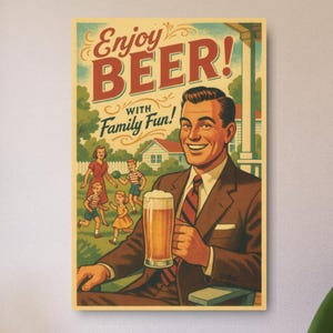 Retro Beer Advertising Metal Wall Art - Mancave Hanging Sign, Vintage Bar Plaque, Unique Brewery Artwork, Rustic Pub Decor, Tavern Art