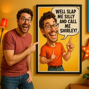 Personalized Caricature with Funny Quote -  Custom Cartoon Portrait from Photo - Digital Download, Great Gift for Friends