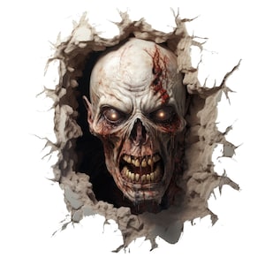 Creepy Zombie Wall Decal Sticker - Spooky Wall Decor for Horror Enthusiasts - Terrifying Wall Art for Home, Dorm, Halloween Setup