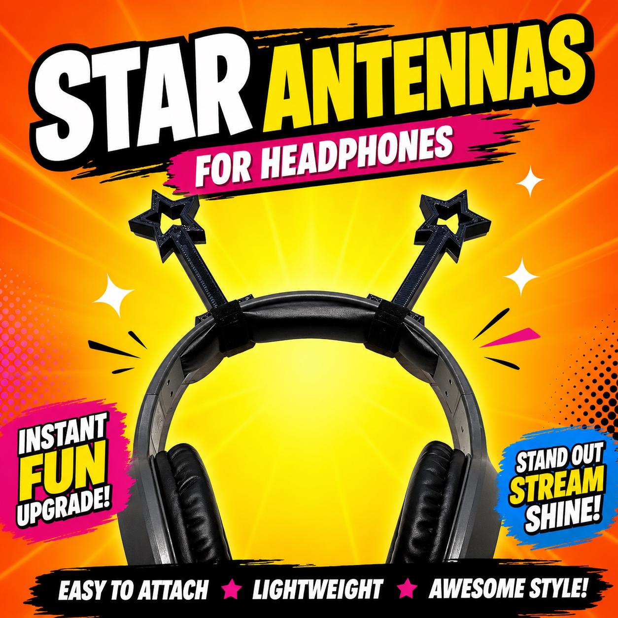 star team ヘッドホン Star Antenna for Headphones - 3D Printed Headset Streamer & Gaming