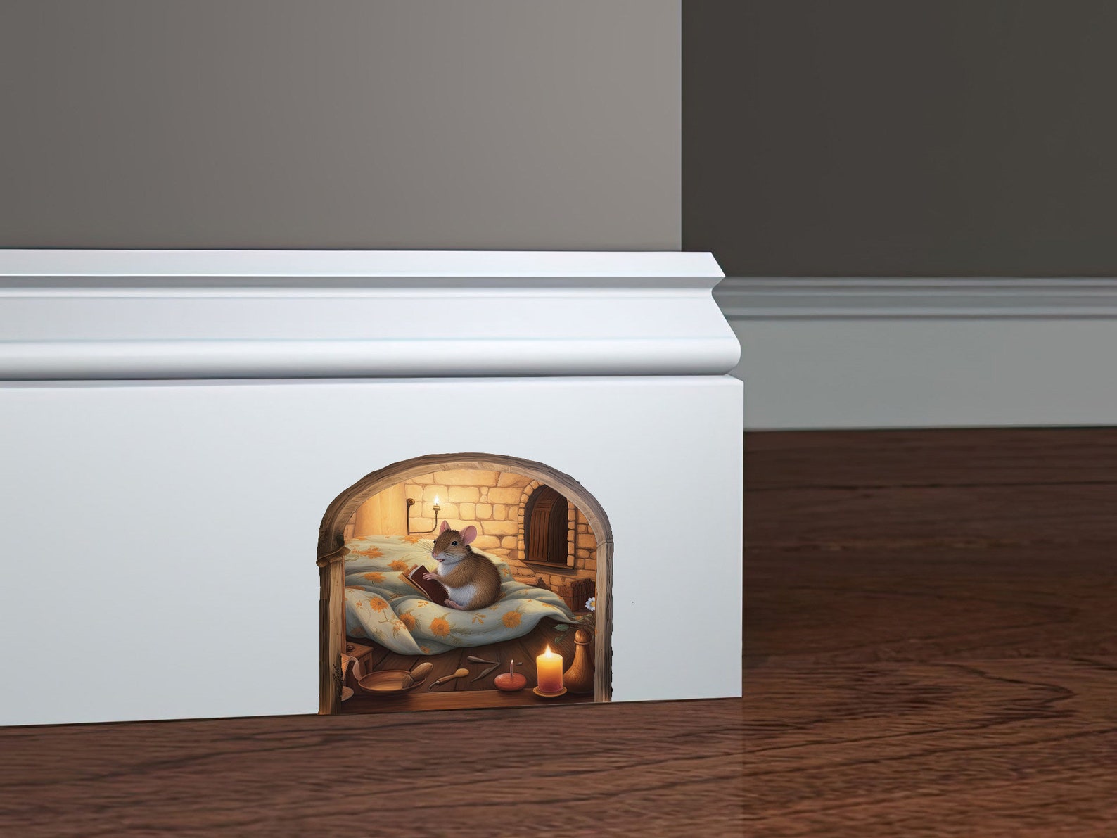 Baseboard Mouse Hole Sticker, Room Decor Sticker, Nursery Mouse Wall ...