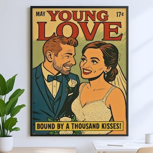 Custom Wedding Retro Comic Book Cover Illustration – Wedding Keepsake from Your Special Day - Romantic Gift for Newlyweds - Digital Download