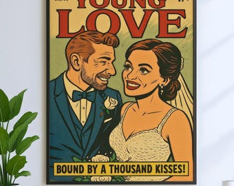 Custom Wedding Retro Comic Book Cover Illustration – Wedding Keepsake from Your Special Day - Romantic Gift for Newlyweds - Digital Download