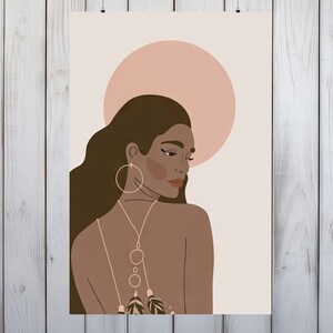 Tranquil Bohemian Woman Wall Art: Premium Boho Style Print on Archival Fine Art Paper - Stylish and Sophisticated, Available in 3 Sizes