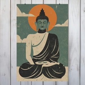 Serene Buddha Kunstdruck, meditative Zen Kunst, spiritueller Kunstdruck, 3 Größen - Harmonisches Dekor