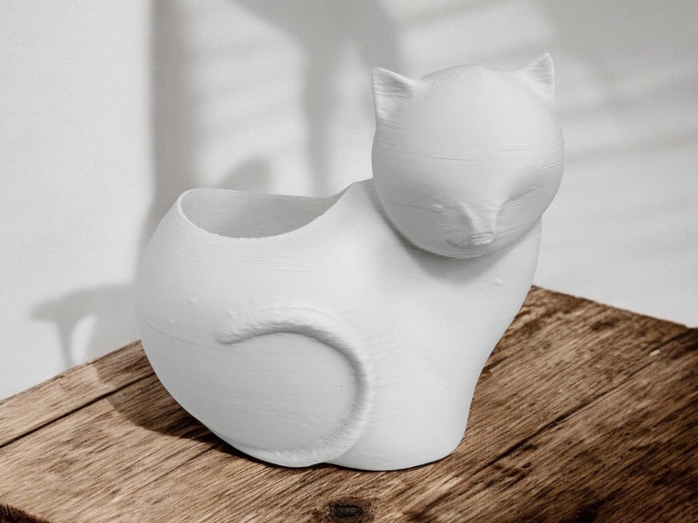 Adorable Cat Air Plant Stand - 3D Printed Cozy Planter - Perfect