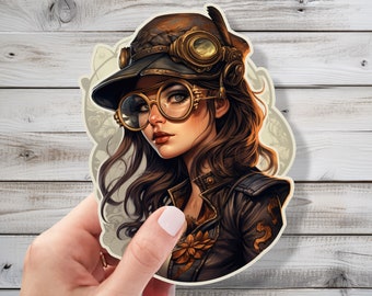 Steampunk Girl Vinyl Decal Sticker