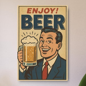 Rustic Beer Commercial Metal Sign, Vintage Bar Wall Decor, Brewery Plaque for Mancave, Retro Tavern Artwork, Unique Pub Hanging Sign
