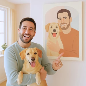 ペットと飼い主のカスタムパステルポートレート - 美しいパステルイラストで絆を表現 - ペットの飼い主へのデジタルファイルギフト