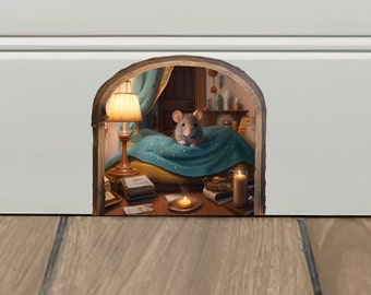 Mouse Hole Decal Sticker For Wall, Room Decor Sticker, Baseboard Mouse Hole Sticker, Mouse Vinyl Sticker, Nursery Mouse Wall Decal Decor