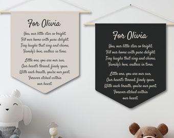 Personalized Poem Pennant - Custom Name Poem Banner - Baby Room Decor - Kids Room Wall Decor - Custom Name Canvas Flag - Size: 18" × 21"