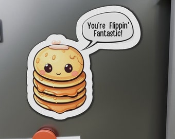 Pancake Charm Magnet - 'You're Flippin' Fantastic' Breakfast Magnet for the Fridge - Ideal for Foodies, Multiple Sizes