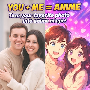 Custom Anime Couple Portrait from Photo – Personalized Anime Art - Romantic Anniversary, Valentine’s, Wedding Gift - Digital Download