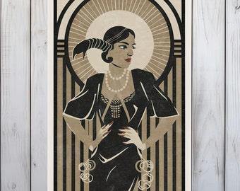 Art Deco Elegance, Vintage 1920s Inspired Wall Poster, Premium Fine Art Matte Paper, 3 Sizes - Timeless Decor Piece