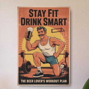 Retro Beer Gym Metal Wall Art Sign, Vintage Brewery Plaque, Rustic Pub Hanging Decor, Mancave Bar Artwork, Unique Tavern Advertising Gift