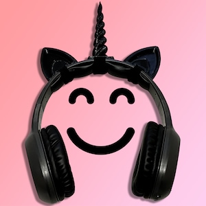 Unicorn Ears + Horn for Headphones, Headset & Cosplay Props.  Twitch Streamer Gaming Headset Attachment