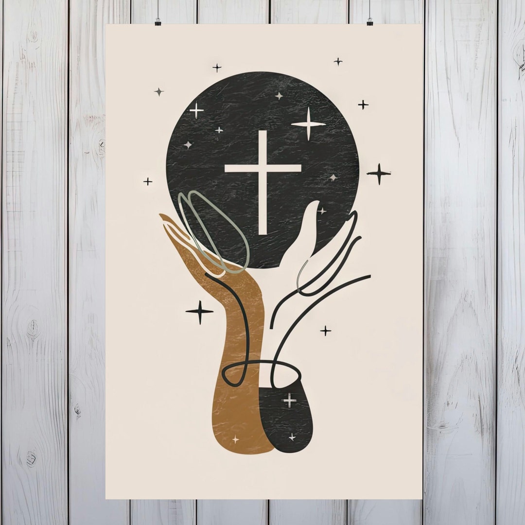 Prayerful Christian Wall Art Poster, Religious Spiritual Print, Fine