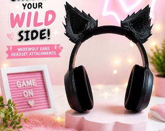 Cute Wolf Ears Headset Attachments & Cosplay Props.  Twitch Streamer Gaming Headset Attachment