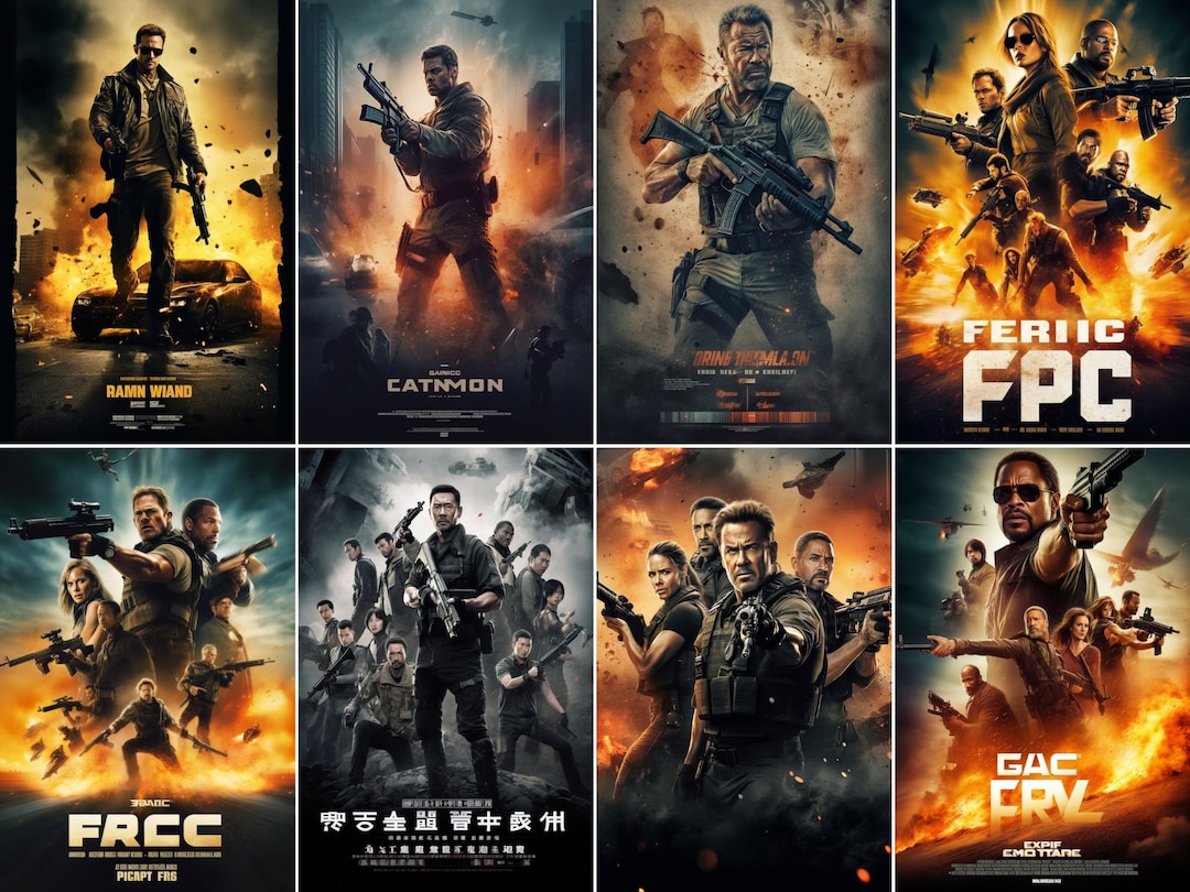 8 Epic Fictional Action Movie Poster Bundle 8 High-resolution - Etsy