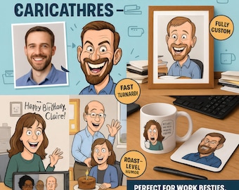 Custom Funny Coworker Caricature - Personalized Office Gift for Colleagues, Bosses & Work Besties - Digital Image Download