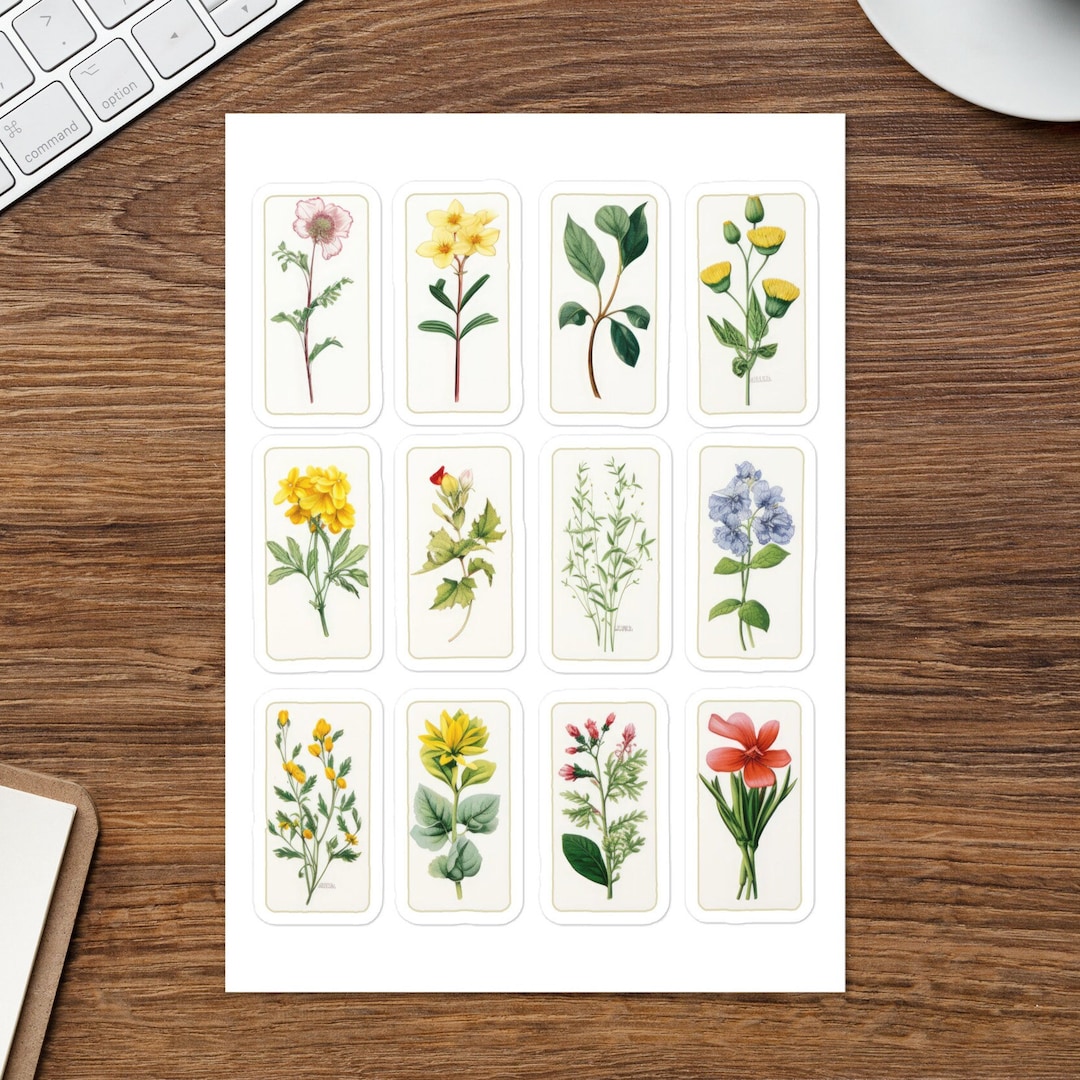 Botanical Garden Sticker Set 12 Vintage Floral Decals for - Etsy