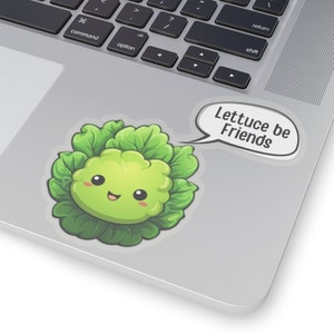 Cute Lettuce Friendship Sticker - &quot;Lettuce be Friends&quot; Veggie Decal