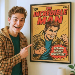 Retrato de portada de cómic retro personalizado a partir de tu foto: un regalo genial de obra maestra de cómic vintage para amigos y familiares - Descarga digital