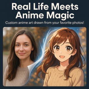 Portrait anime personnalisé à partir d&#39;une photo - dessin sur commande personnalisé dans un style anime - idée cadeau pour lui, elle et les couples - téléchargement numérique