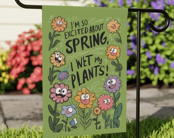 Drapeau de jardin printanier coloré - Bannière de jardin d'extérieur - Impression recto-verso, décoration sur toile d'art de jardin résistante aux intempéries