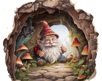 Whimsical Gnome World Wall Decal Sticker - Enchanting Wall Decor for Fantasy Lovers - Magical Wall Art for Home, Nursery, Playroom Setup