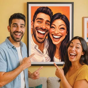 Custom Funny Couple Caricature Portrait – Transform Your Photo into Hilarious Art - Digital Download Gift for Couples