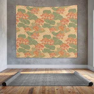 Calming Zen Harmony Wall Art Tapestry - Tranquil Soothing Hanging Wall Art - Extra Large Elegant Yoga Meditation Room Wall Art Decoration