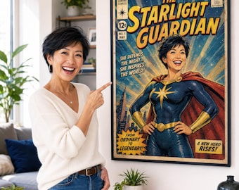 Personalized Vintage Comic Book Cover Portrait from Photo - Retro Style Art Gift for Friends or Couples - Digital File Download