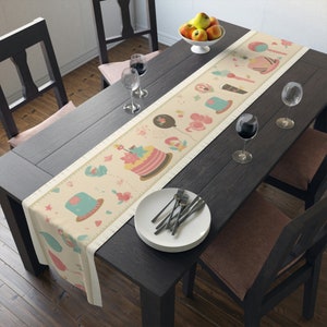 Happy Birthday Table Runner  | Party Table Decor | Birthday Table Decor, | Long Cotton Tablecloth | Large Cotton Table