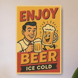 Retro Beer Metal Wall Plaque - Mancave Bar Decor, Vintage Advertising Sign, Unique Brewery Artwork, Rustic Pub Decoration, Tavern Sign