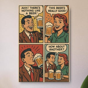Retro Beer Commercial Metal Art Plaque - Mancave Wall Decor, Vintage Bar Hanging Sign, Unique Brewery Artwork, Rustic Pub Decoration