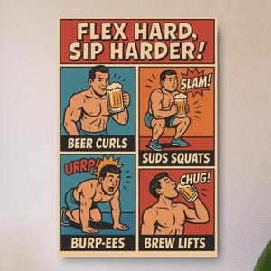 Retro Beer Exercise Metal Wall Sign, Vintage Brewery Plaque, Rustic Pub Decor, Mancave Hanging Art, Tavern Bar Gift for Beer Lovers