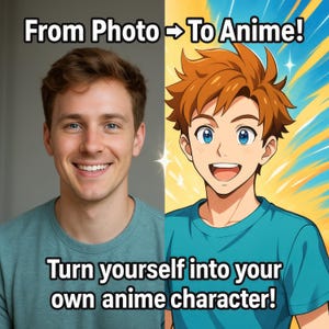 Portrait anime personnalisé à partir d&#39;une photo - dessin sur commande personnalisé dans un style anime - cadeau pour un couple, lui, elle ou des enfants - téléchargement numérique