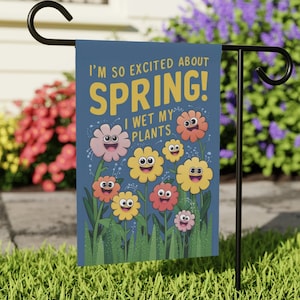 Colorful Springtime Yard Flag - Outdoor Garden Banner - Double Sided Print, Weather-Resistant Backyard Garden Art Canvas Decor