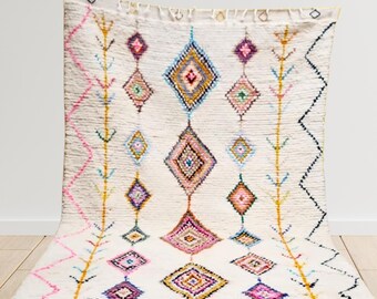 Azilal Moroccan Rug - Handmade Wool Rug - Handwoven Rug - Authentic Berber Carpet for Home Decor - Area Rug for Living Room – Custom Rug