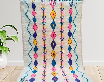 Azilal Moroccan Rug - Handmade Wool Rug - Handwoven Rug - Authentic Berber Carpet for Home Decor - Area Rug for Living Room – Custom Rug