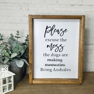 Letrero enmarcado "Disculpe el desorden" / Letrero para perro / Decoración de pared