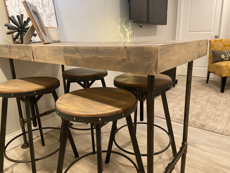 Wood Breakfast Bar Rustic Breakfast Bar Wood Kitchen Etsy