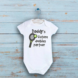 Daddy's Future Doubles Partner Onesie®, Tennis Baby Bodysuit, Personalized New Daddy Gift, Pregnancy Announcement, New Father Dad