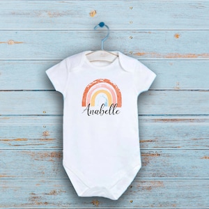 Personalized Rainbow Name Baby Girl Onesie®, Rainbow Bodysuit, Baby Shower Gift, Pregnancy Announcement, Hipster Baby Bodysuit, Girl Onesie
