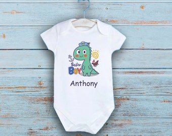 Sailor Dinosaur Onesie®, Personalized Dinosaur Bodysuit, Newborn Outfit, Baby Shower Gift Onesie, New Born Onesie, Pregnancy Announcement