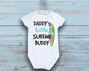 Grenouillère future ami de surf de papa, body bébé futur mec surfeur, nouveau cadeau papa, planche de surf cadeau baby shower, faire-part de grossesse